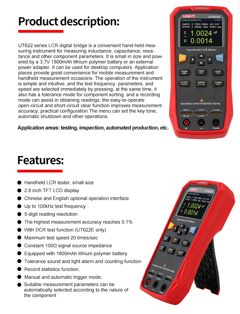 UNI-T UT622 Series - High-Precision Handheld LCR Meter for In-depth  Inductance, Capacitance, and Resistance Measurements - rapid-tech